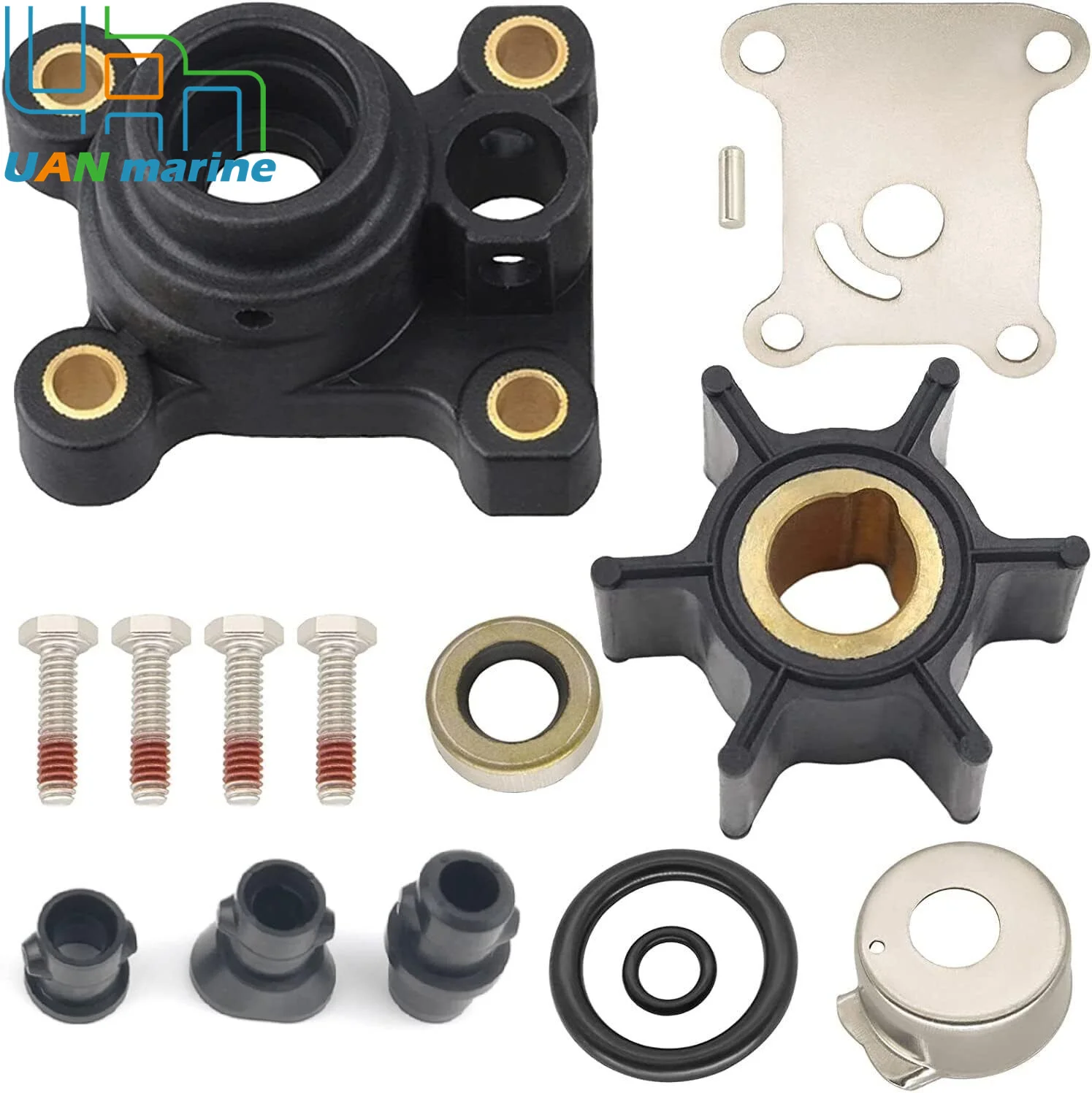 Kit layanan pompa air 394711 impeler untuk 1974-2007 Johnson Evinrude OMC 8HP 9.9HP 15HP 0394711 tempel 394711 18-3327