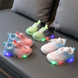 Zapatos informales con luz Led para niños y niñas, zapatillas deportivas de malla transpirable, luminosas, Tenis para correr