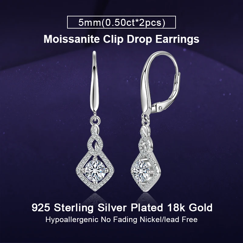 IOGOU D0.5CT VVS1 Moissanite Open Flame Drop Earrings for Women  High Quality 925 Silver 2025 Trend Jewelry Certified Original