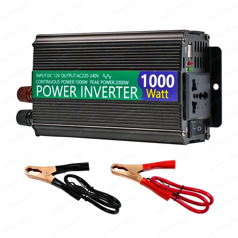 High-Efficiency 1000W Single-Phase Power Inverter, 12V to 220V, Three Socket USB Output, High Performance Inverter