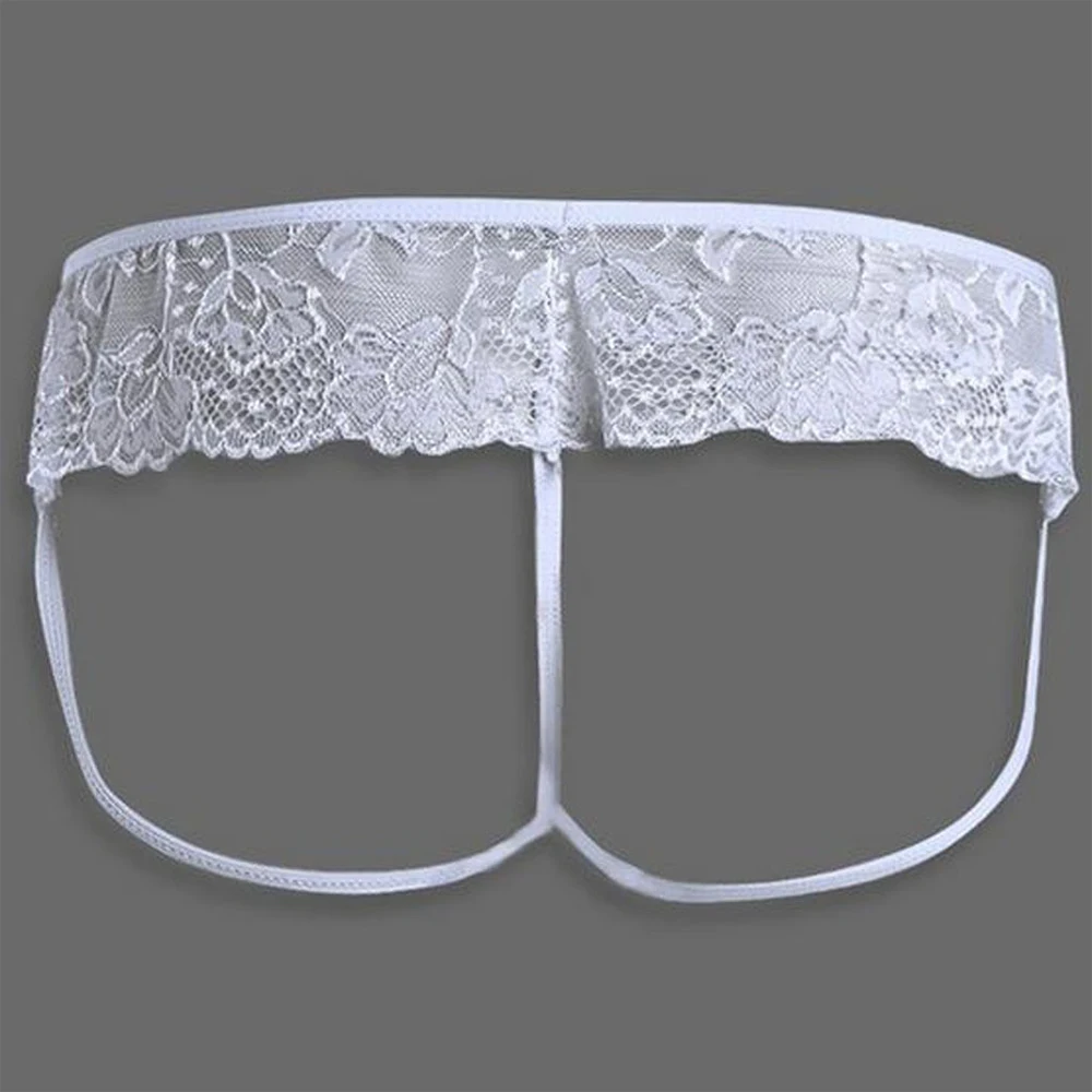 Sexy Lingerine Outfit Men Lace See Through Sissy Gay Pouch Thong Briefs Underwear G-String Thongs Bikini Panties Man Underpants