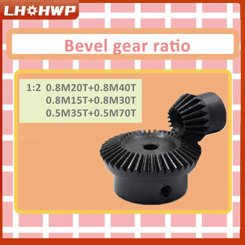1Pair Of 90-Degree Transmission Bevel Gears 0.8M15T/20T With 30T/40T Or 0.5M35T+70T Process Hole Precision Bevel Gear Ratio 1:2