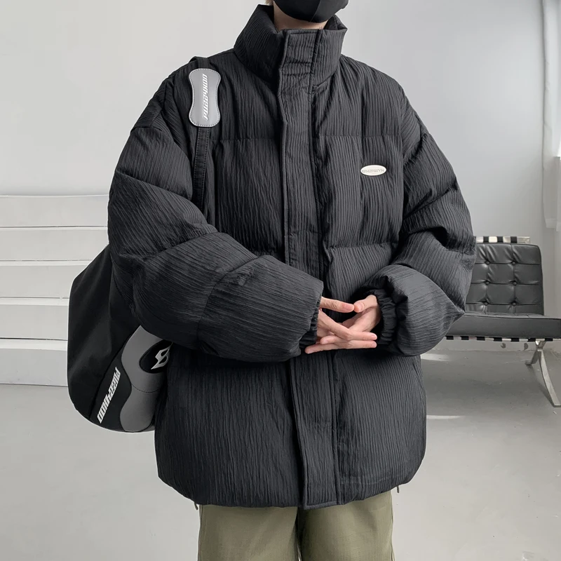 

Men's Winter Thiened Cotton Jaet Loose Fit Stand Collar Warmth Outerwear Casual Sle Youth Trend Online Exclusive