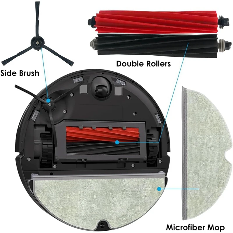 Main Side Brush Hepa Filter Mop Cloth Dust Bags As Shown Plastic For Roborock Q5 Pro+/Q8 Max+ (Plus) Vacuum Cleaner