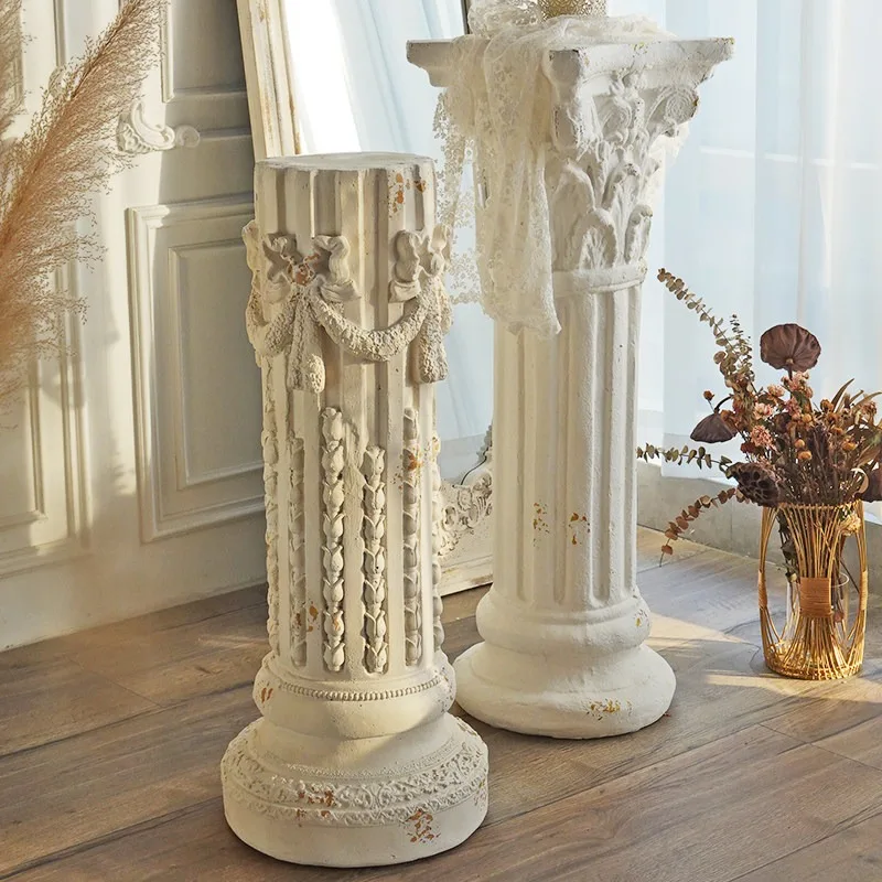 BJ24 French White Roman Column Edge Corner Flower Stand Shelf Display Photography Props Ornament