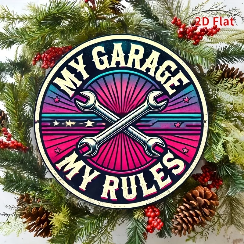 2D Flat - 1pc Retro Garage Wall Art Aluminum Sign - 