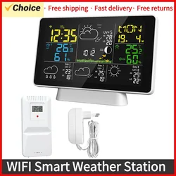 Tuya WiFi Smart Weather Station Temperature and Humidity Meter Time Calibration Moon Phase Atmospheric Pressure Weather Clock