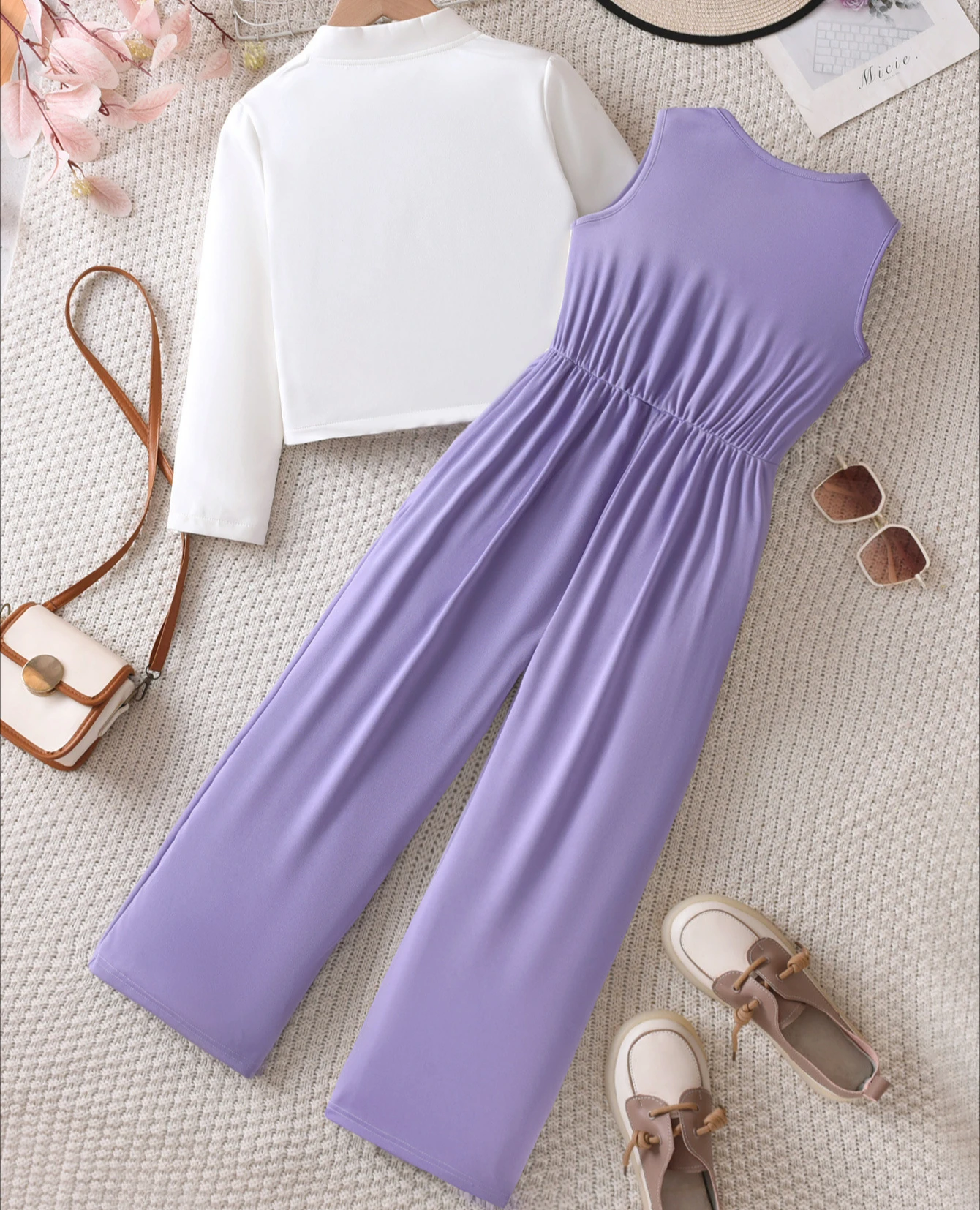 Elegant Girl Suits 2pcs Clothes Set Jacket and Jumpsuit Wide Leg Overall Teenager Girls Outfit Formal Party Wedding Plus Size