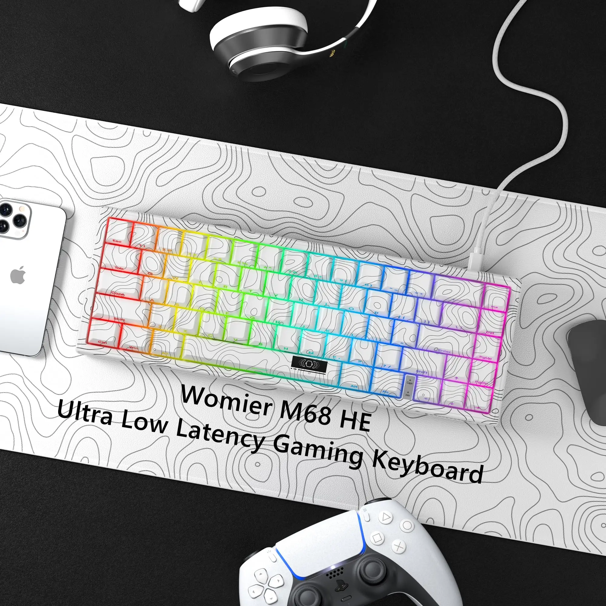 Womier M68 HE V2 65% Topographic Themed Rapid Trigger Hall Effect Wired Mechanical Keyboard RGB Custom Gaming Keyboard for PC