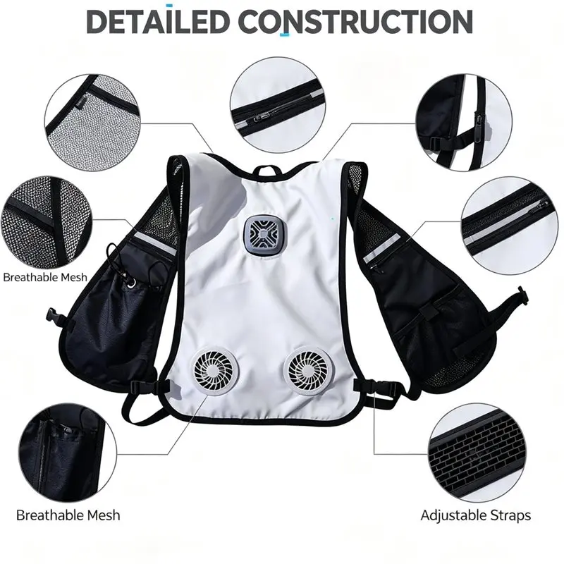 B04B-For Summer For Workers Air Cooling Work Vest, 1PC Semiconductor Refrigeration Cooling Vest For Construction Safety Workwear