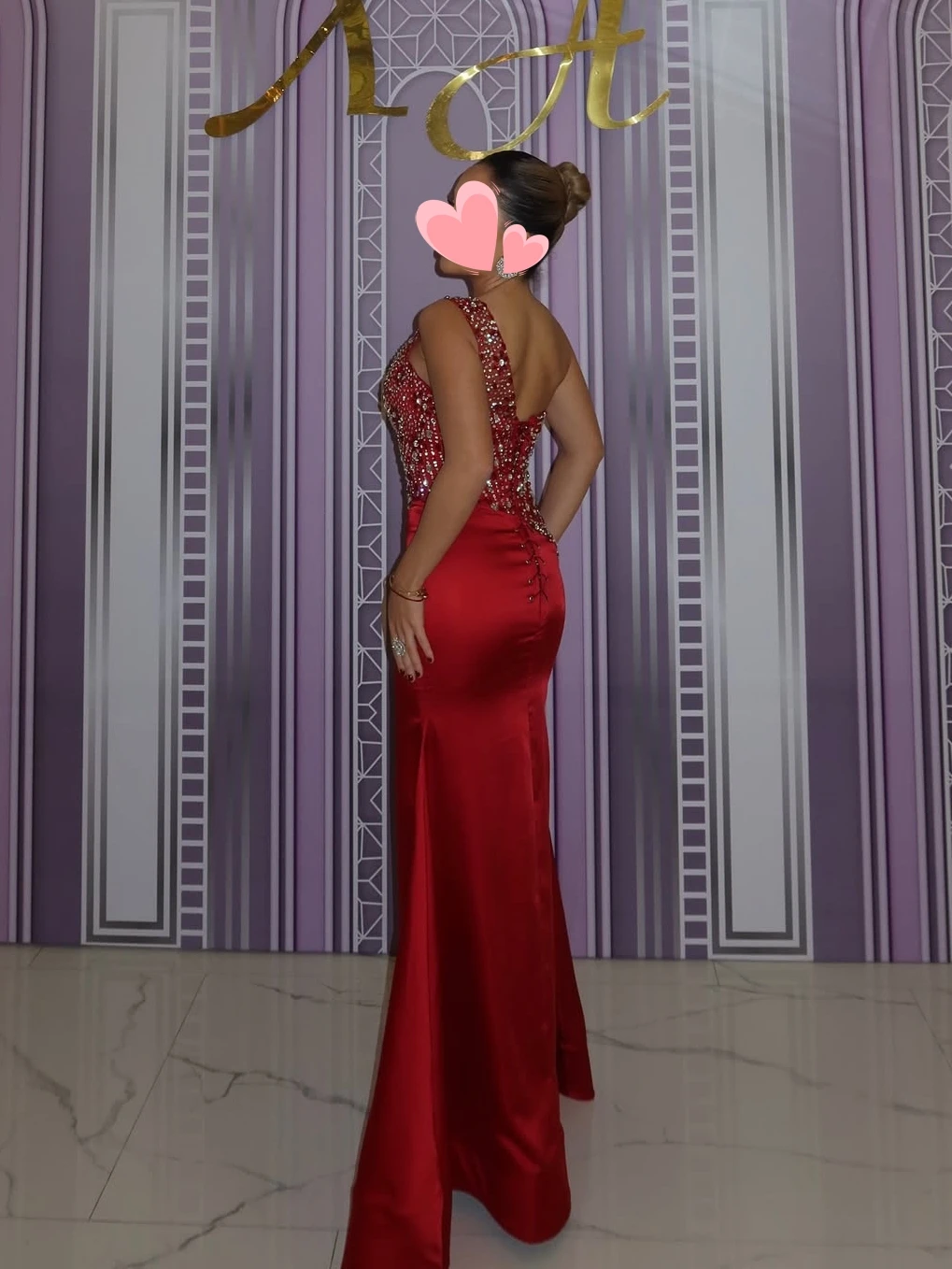Altro Shore Elegante vintage sexy sirena rossa perline pizzo monospalla personalizzato occasione formale abito da ballo abiti da festa da sera