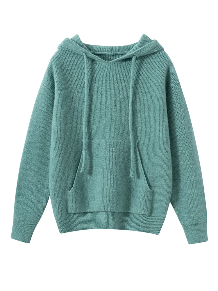 

Children's Wool Sweater Hooded Pullover Boys Girls Big Pocket Jacquard 100% Merino Wool Knitwear Autumn Winter Kids Casual Tops