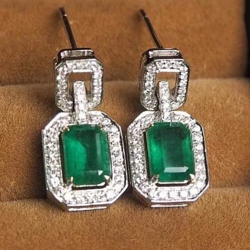 Huitan Unique Green Cubic Zirconia Drop Earrings Fashion Versatile Women\'s Earrings Engagement Wedding Luxury Bride Jewelry 2022