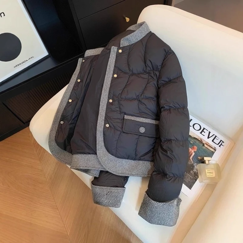 

Однобортная хлопковая куртка с коротким пухом и длинными рукавами, женская зимняя стильная хлопковая куртка больших размеров, верхняя одежда