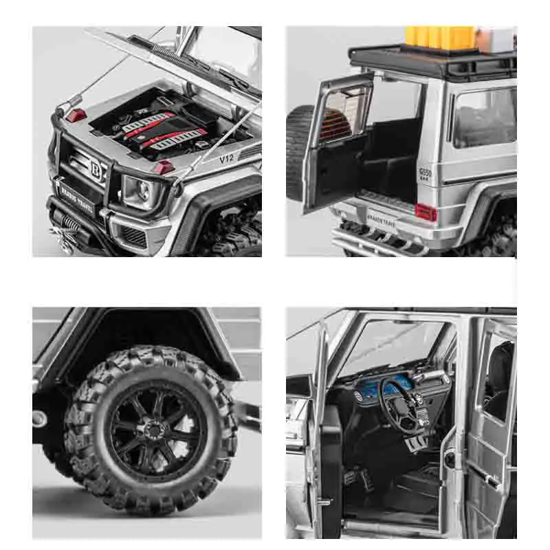 1:24 Mercedes-Benz G550 4X4 Modified Version Off-road Car Diecast Car Sound Light Pull Back Vehicle TV Cabinet Decorations Gift