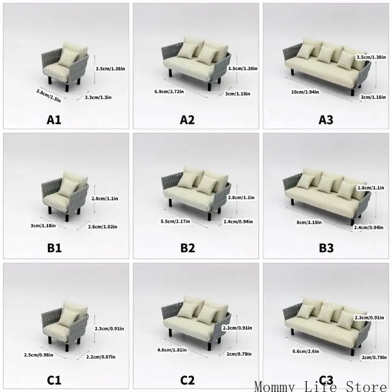 1/20 1/25 1/30 Scale Miniature Sofa Model Figure With Pillow Cushion For Dollhouses Enthusiasts And Craft Model Project - Image 6
