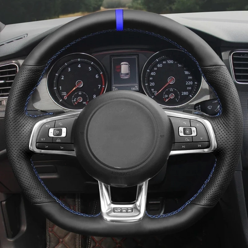 Anti-Slip Leather Braid Car Steering Wheel Cover For Volkswagen VW Golf GTI GTD GTE 7 Jetta Polo Up! Arteon Passat Tiguan