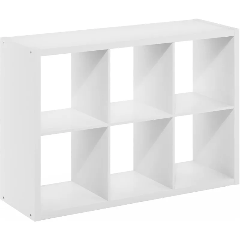 Cubicle Open Back Decorative Cube Storage Organizer, 6-Cube, White