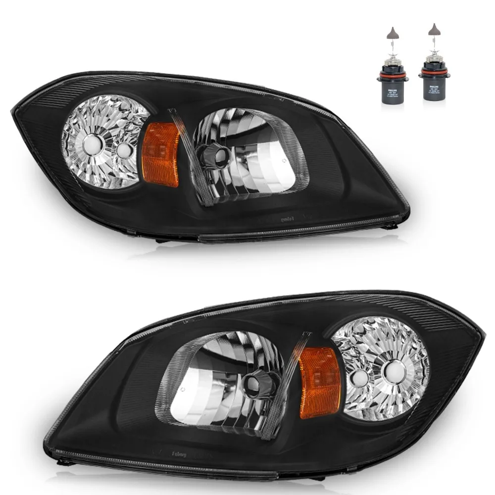 

Pair Headlights Black For 2005-2006 Pursuit 05-10 Chevy Cobalt 07-09 Pontiac G5