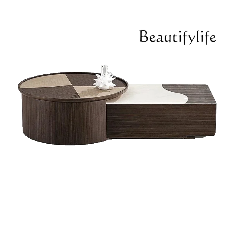 A Nordic Concave-Convex Pattern Gear Technology Wood Grain Bright Super Crystal Stone Table Tea Table