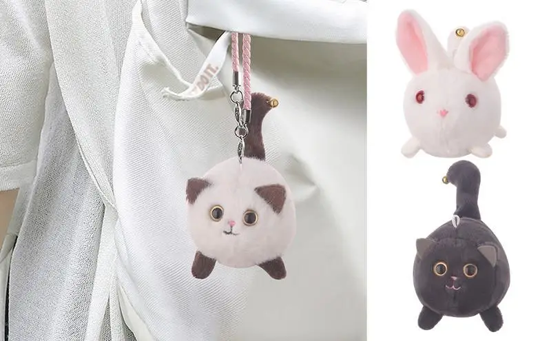 

Wagging Tail Toy Windup Toy Wind-up Car keys mobile phones Stuffed Cat Toy with Wagging Tail Crystal Cotton Plush Doll Pendant