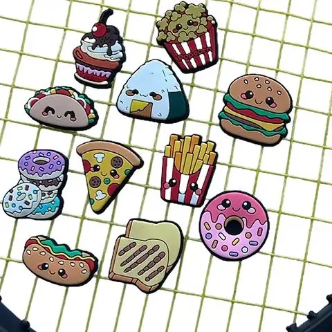 

Food Series Hamburger Tennis Racket Vibration Pizza Cookie Bread Donut Shape Shock Absorber Silicone Tennis Racquet Dampener