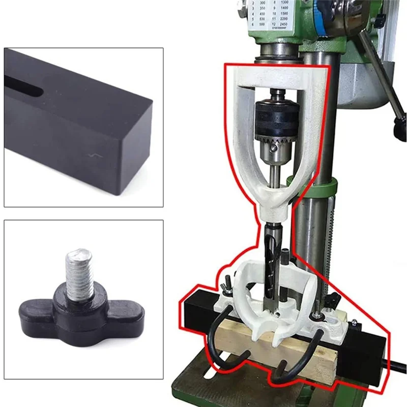 A008 Square Hole Drill Bit Adapter Drill Attachment For Table Drill Non-Slip Square Hole Hand Drills Fixing Bracket White Durabl