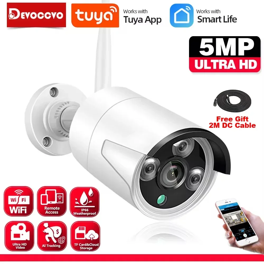 5MP HD Tuya Bullet WiFi-Kamera für den Außenbereich mit wasserdichtem Schutz für zuverlässige CCTV-Videoüberwachung und Smart Life IP-Kamera