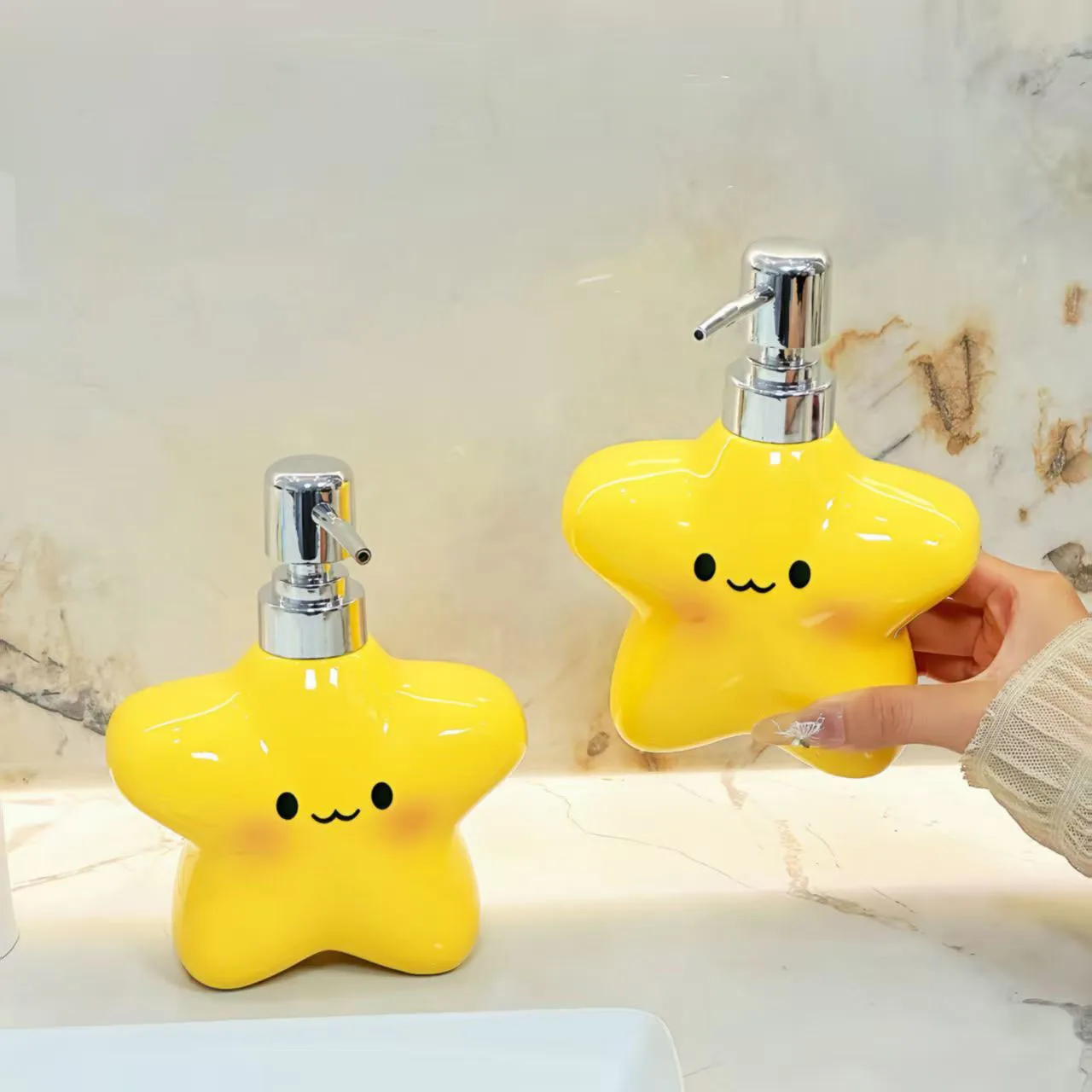 375ml Creative Star Ceramic lotion Bottle Toilet Shampoo Shower Gel Dispensing Bottle Bathroom Accessories shampoo dispenser