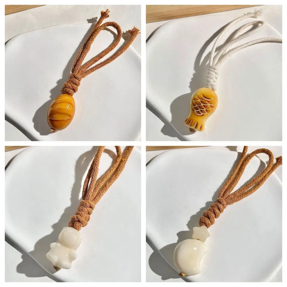 Phytelephas Macrocarpa French Bread Tagua Bag Pendant Moon Star Ivory Fruit Capybara Key Chain Rope Keyring