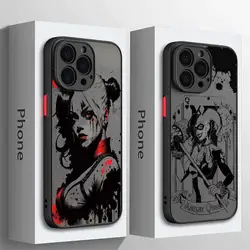 Villain H-Harley Quinn Phone Case for Apple iPhone 15 Plus 14 Pro Max 13 12 Mini 11 Pro XR 8 SE 7 XS MAX Matte Cover