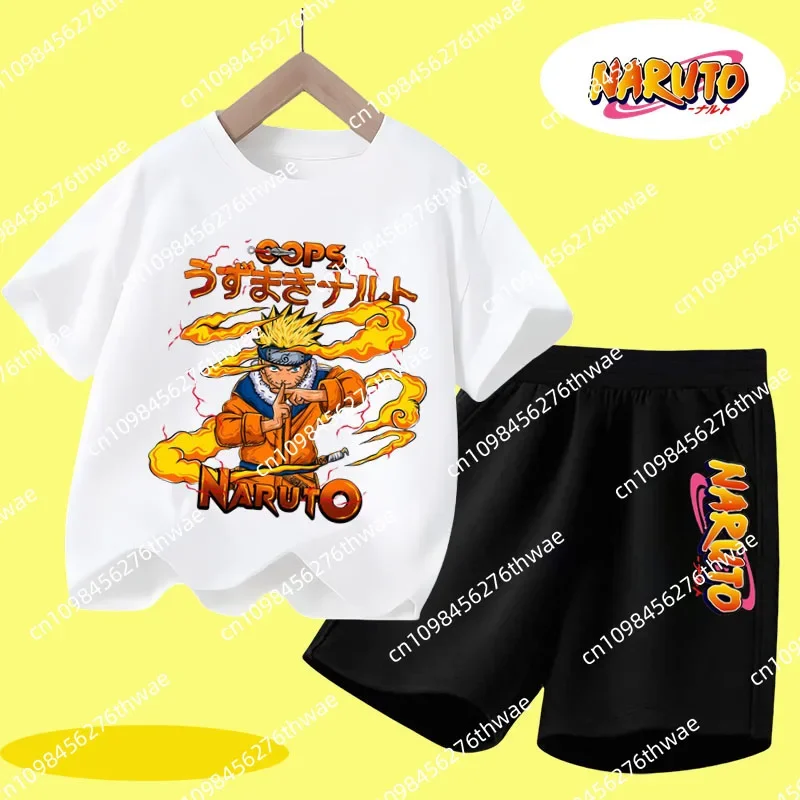 

2025 New Design Cartoon Patterned Printed Casual T-Shirt for Boys - Naruto Uzumaki Edition - Short Sleeve Firebenders Sports Top