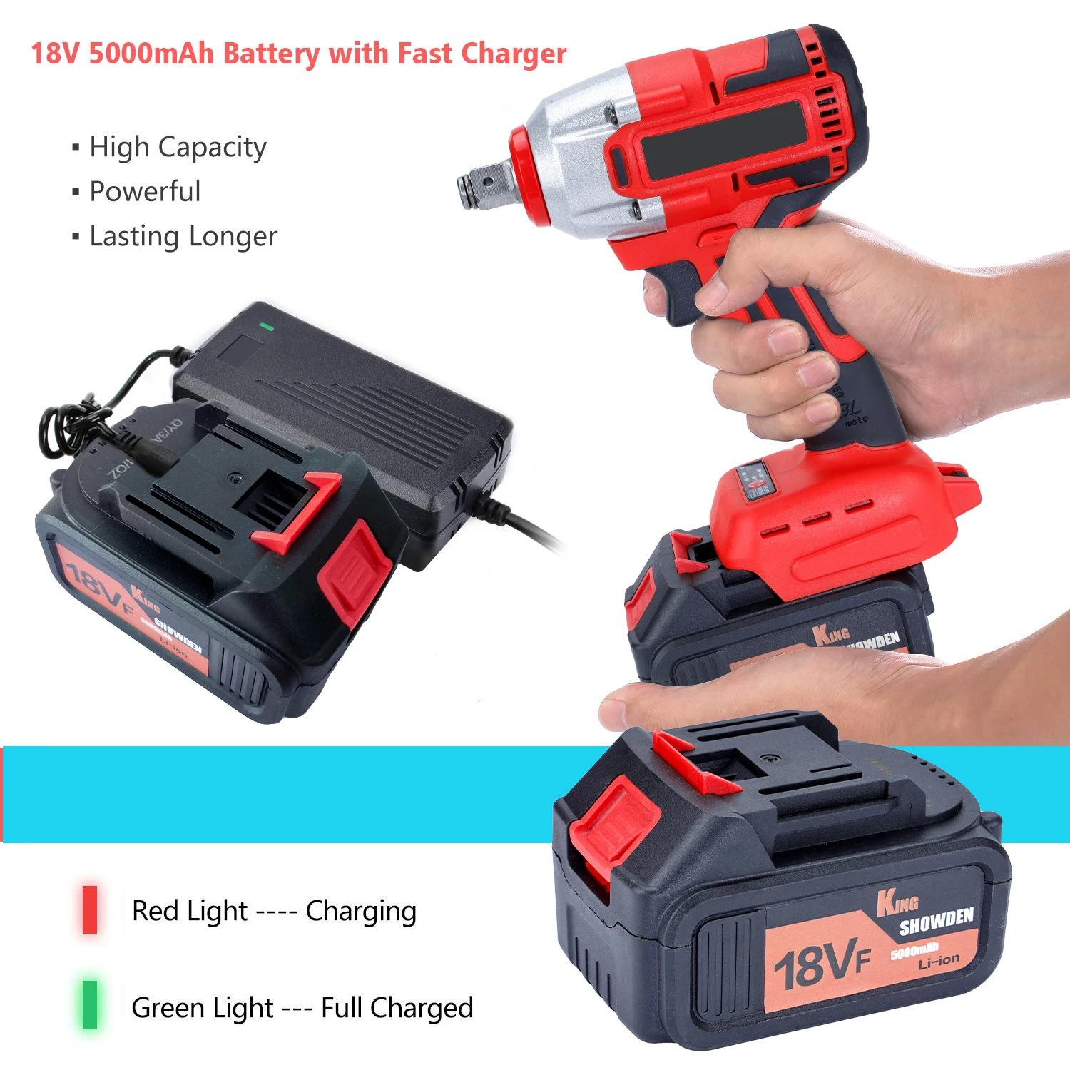 400N.M Brushless Cordless Electric Impact Wrench Power Tools 5000Amh Li Battery LED Light For Makita 18V Battery