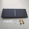 ZAPPO-매트 블랙 온도 조절 믹서 목욕 샤워 수도꼭지, 3 & 4 웨이 샤워 수도꼭지 벽 마운트 레인 폭포 샤워 세트 6