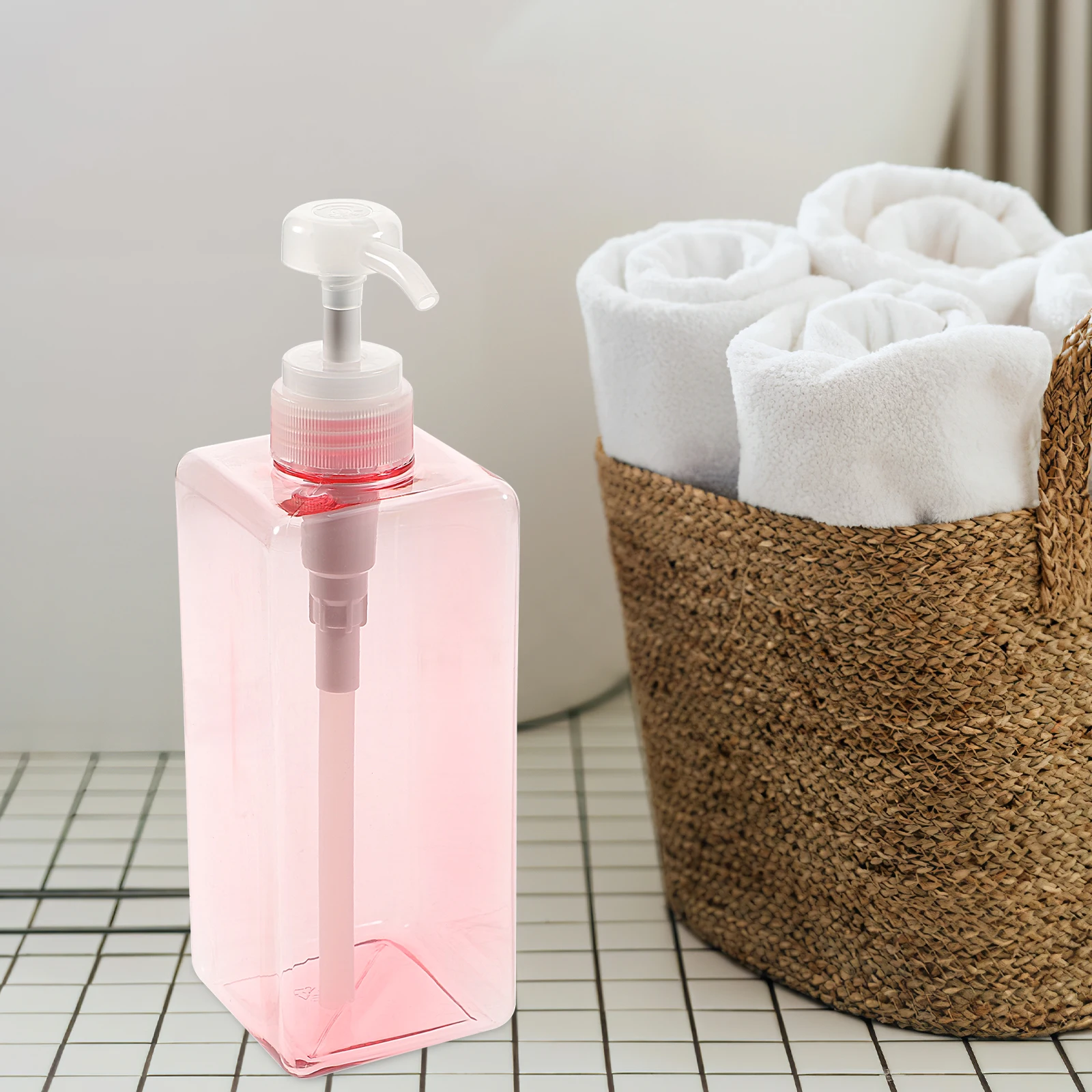 

650 Ml Liquid Dispenser Bottle Pump Bottle With Pump Reusable Refillable Square Storage Home Bathroom Kitchen Hotel