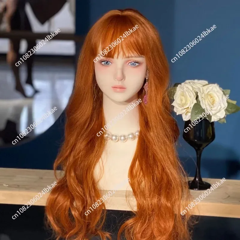COS wig head mold, double shoulder half body simulation white skin female model head jewelry necklace photo bracket model head