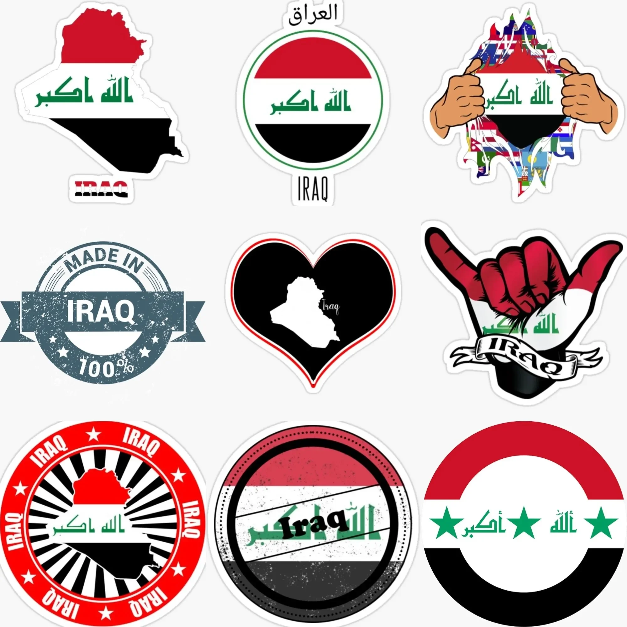 

Iraq Flag Map National Emblem Creative PVC Sticker for Decorate Car Van Truck Bicycle Helmet Motorcycle Window Wall Fridge Decal