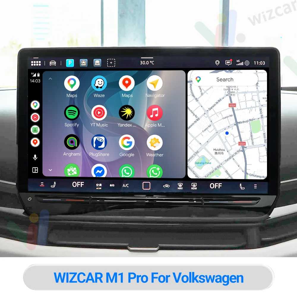 For VW Tiguan L Tayron 2026 | WIZCAR M1 Pro Wireless Android Auto Support Google Waze Maps Spotify Navigation For Android