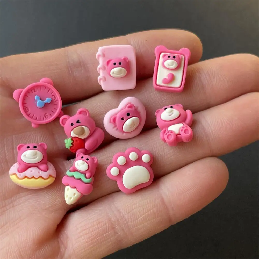 

5pcs Small Strawberry Bear Cartoon Nail Art Resin Jewelry Accessories DIY Cream Glue Handmade Hair Rope Material Pack Whol