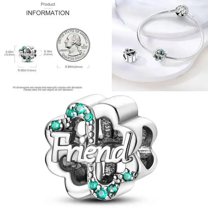 Love Heart 925 Sterling Silver Charm Family Friendship Beads Fit Bracelet Bangle Pendant DIY Jewelry Original Women