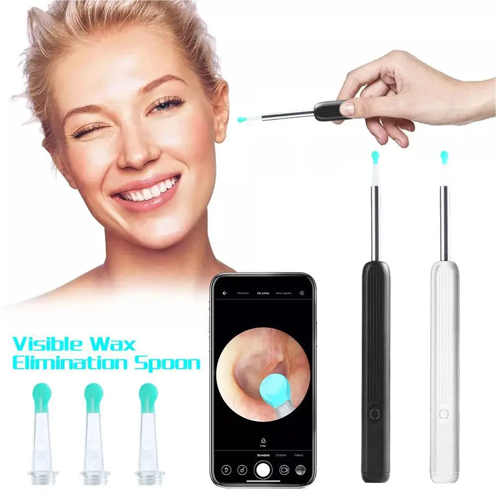 1set Visible Wax Elimination Spoon USB 1080P HD Load Otoscope Ear Cleaner Ear Wax Removal Tool Suitable For Phones