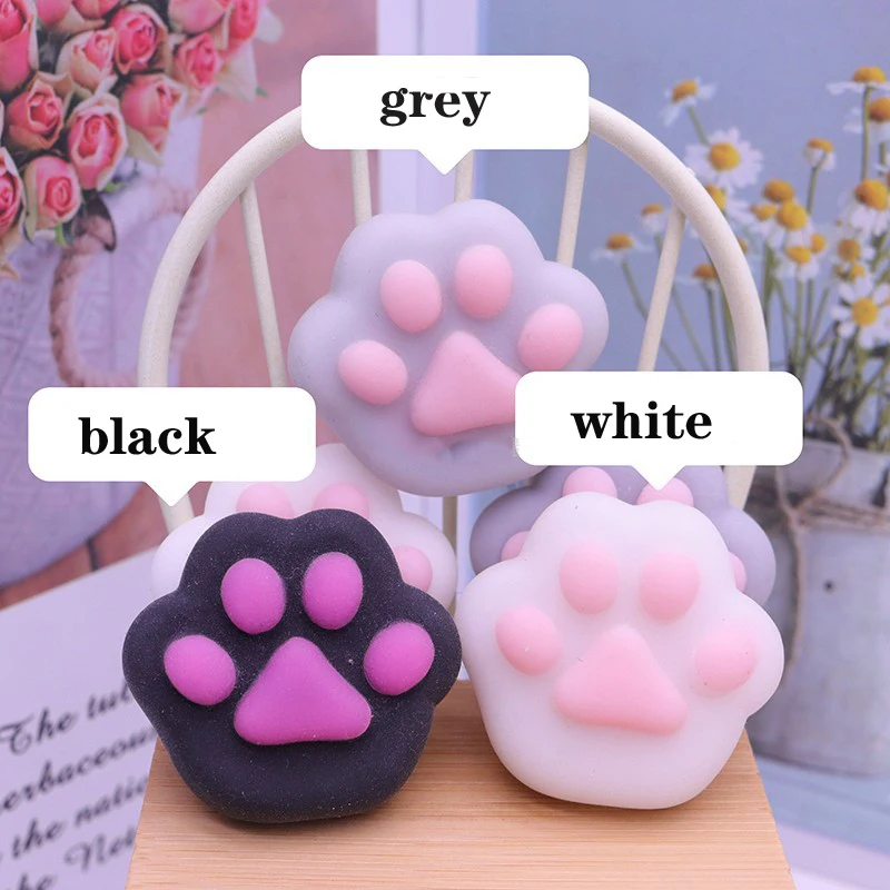 3 uds Kawaii Mini pata de gato esponjosa pellizco Fidget juguete lindo gato blanco pata inquietar niños sensorial DIY chica regalos blandos cosas