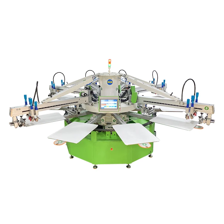 New Arrival Automatic 6 Color 8 Station T-shirt Silk Screen Printing Machine Textile Screen Printer With Flash Dryer