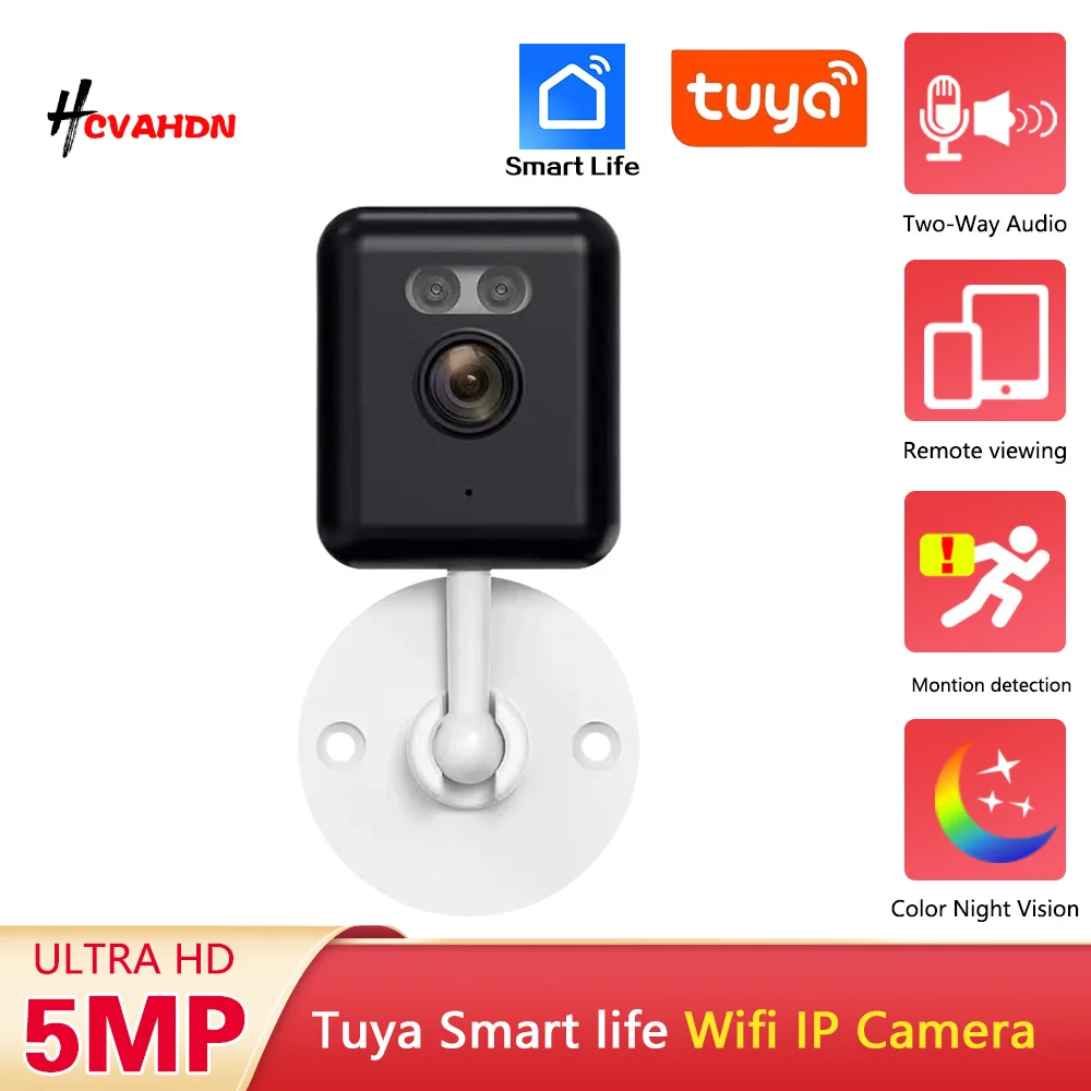 

Tuya Smart life 5MP WiFi IP Camera Indoor Wireless Color Night Home Security AI Human Detect CCTV Surveillance Block Camera