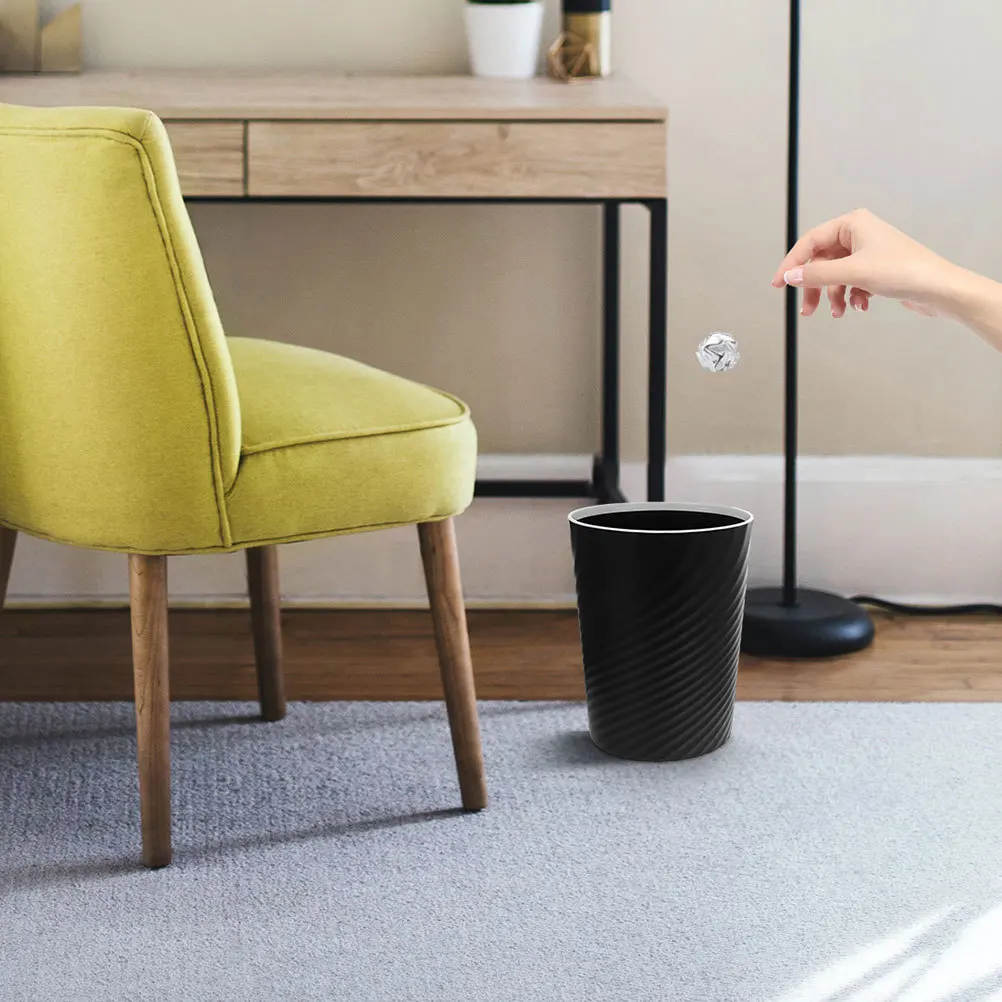 

Trash Can 6L Small Plastic Bathroom Wastebasket Modern Household Dustbin For Bedroom Kitchen Office With Bag Holder Ring