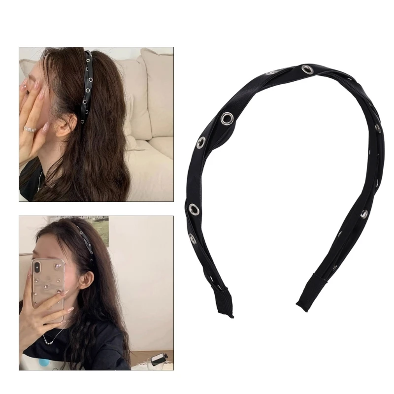 Harajuku Heart Shaped Buckle Headband Y2K Girls Wide Brim Elastic Hairband Woman Punk Makeup Hair Hoop for Club Party Daily Wear