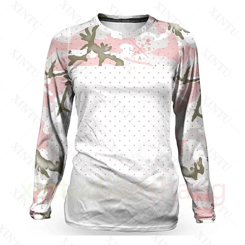 Jersey de manga larga de camuflaje para mujer, ropa de descenso para motocicleta, BMX, MTB, MX, Enduro, todoterreno, DH