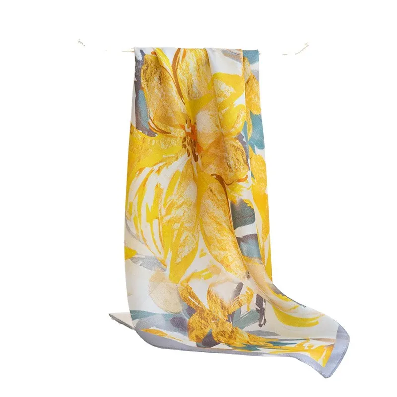 New high-grade mulberry silk scarf 53 printed neck small square scarf