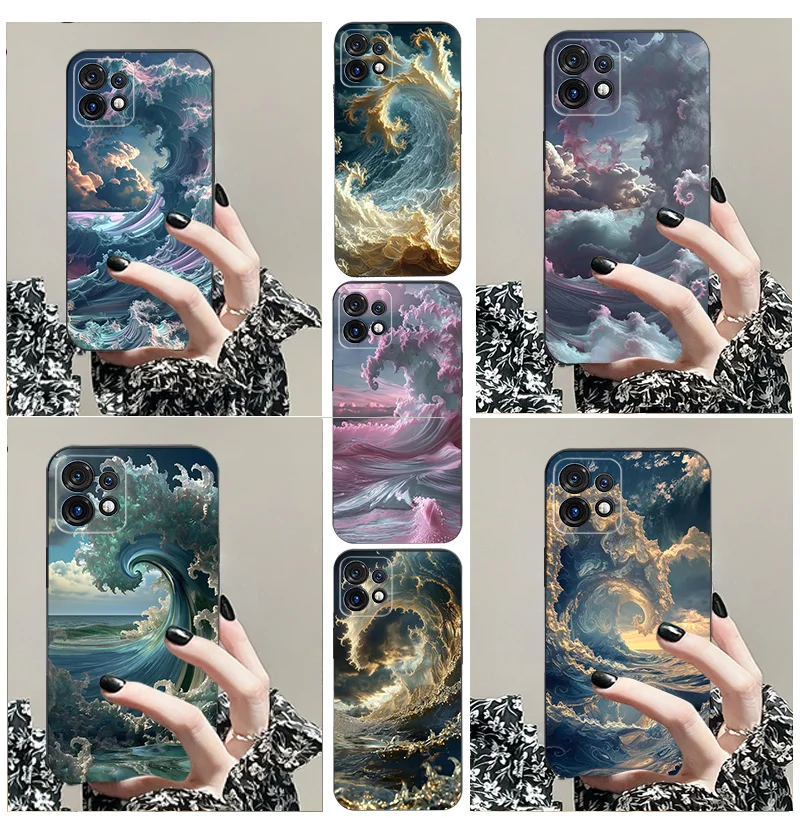

For Moto G 30 85 x Pro Ultra 200 50 54 14 4 5 04 24 64 84 s 34 40 neo TPU black soft phone case personalized pattern wave series