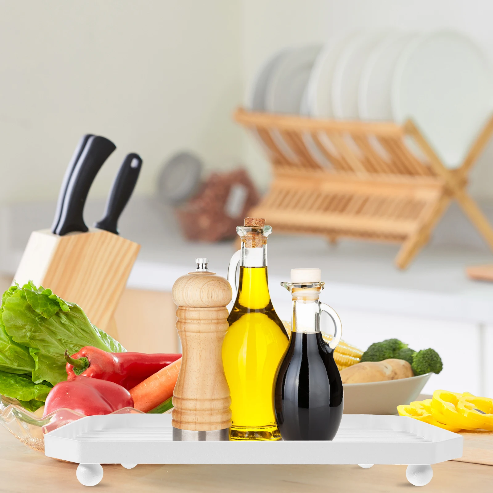 

Dish Drying Rack Large Capacity Kitchen Storage Wrought Iron Plate Cutlery Draining Rack Seasoning Holder Strong Load